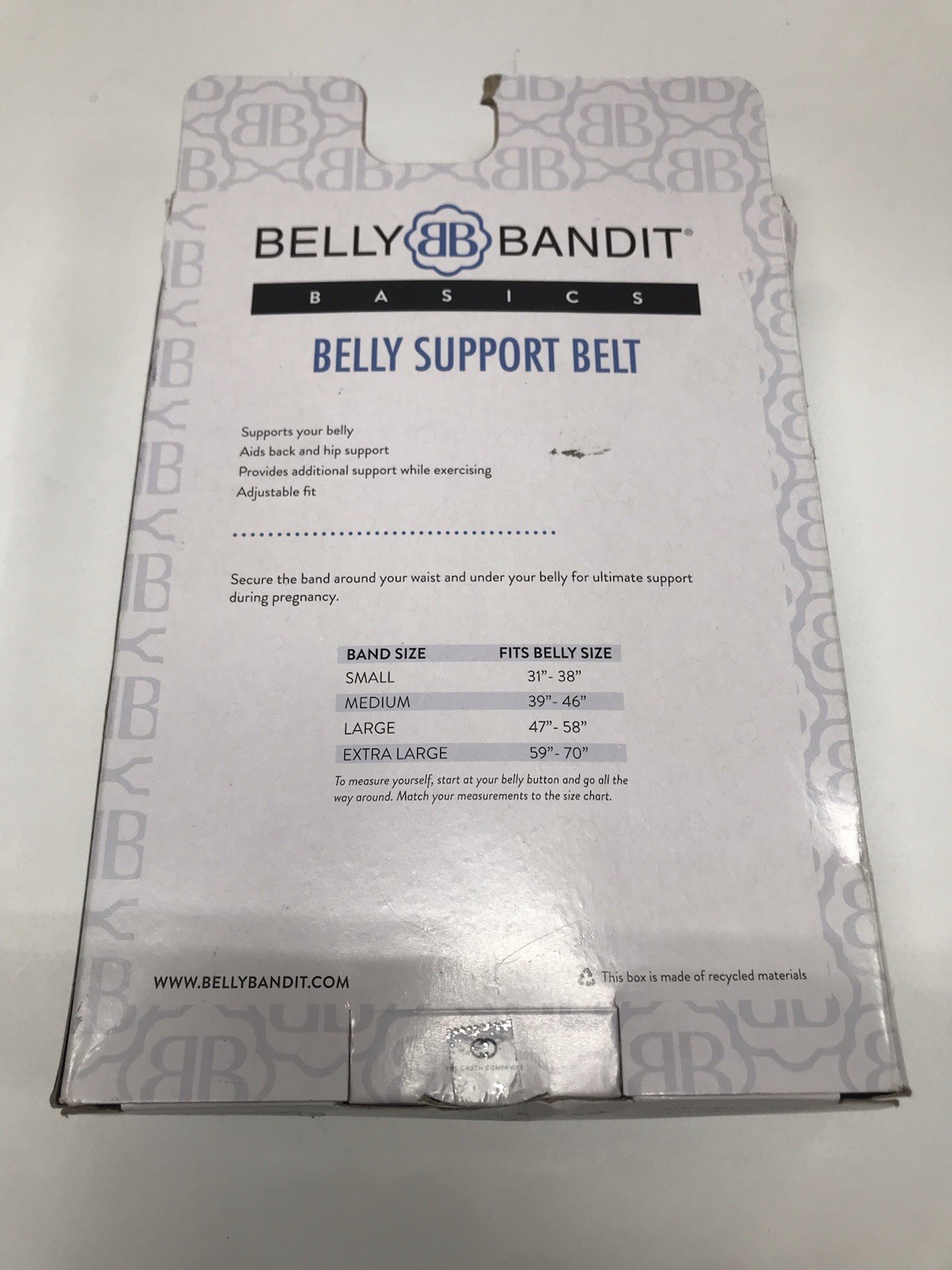 Belly & Back Maternity Support Belt Opened Box Missing a Gel Pack Size M