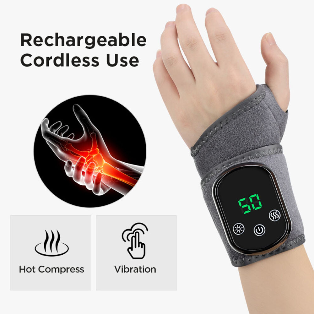 USB Electric Heated Wrist Massage Joint Vibration Relaxation Pain Relief Brace