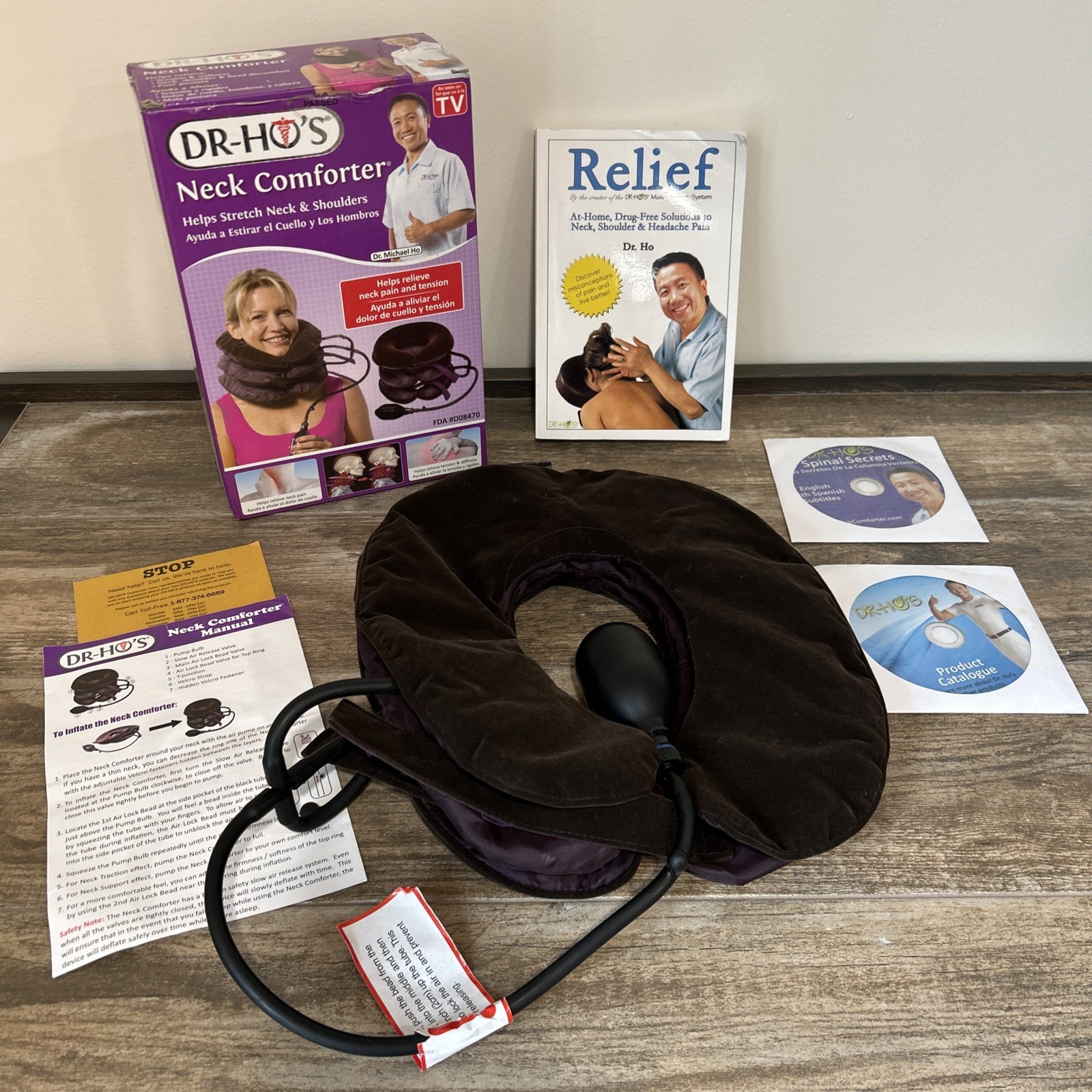 DR-HO’S Pain Relief Experts Neck Comforter Neck Traction Stretch With Bonus Book