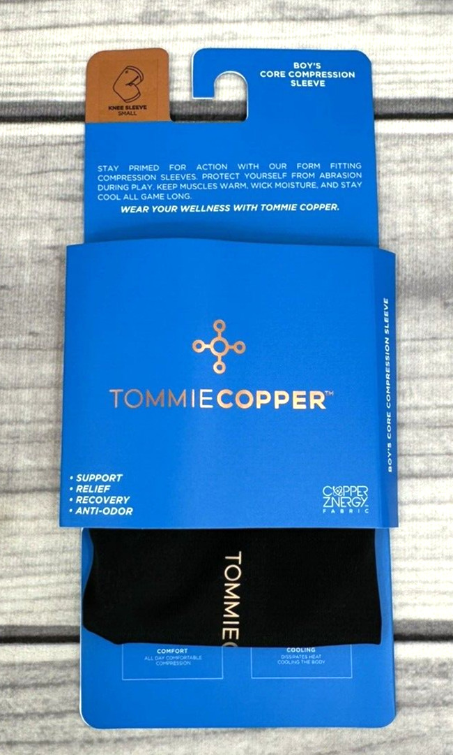 TOMMIE COPPER CORE COMPRESSION KNEE SLEEVE Youth Boy Size Small BLACK NEW!!