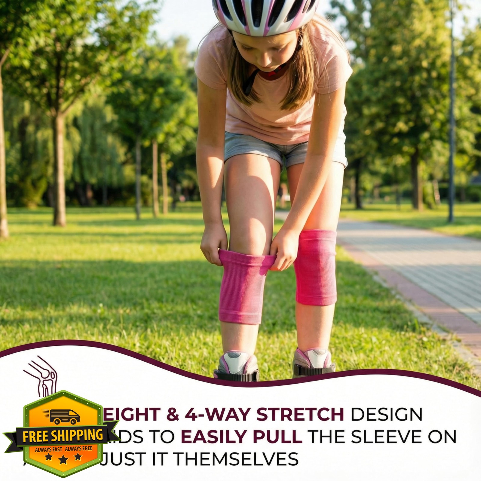 inflossom Kids Knee Brace Neon Pink 2 Pack