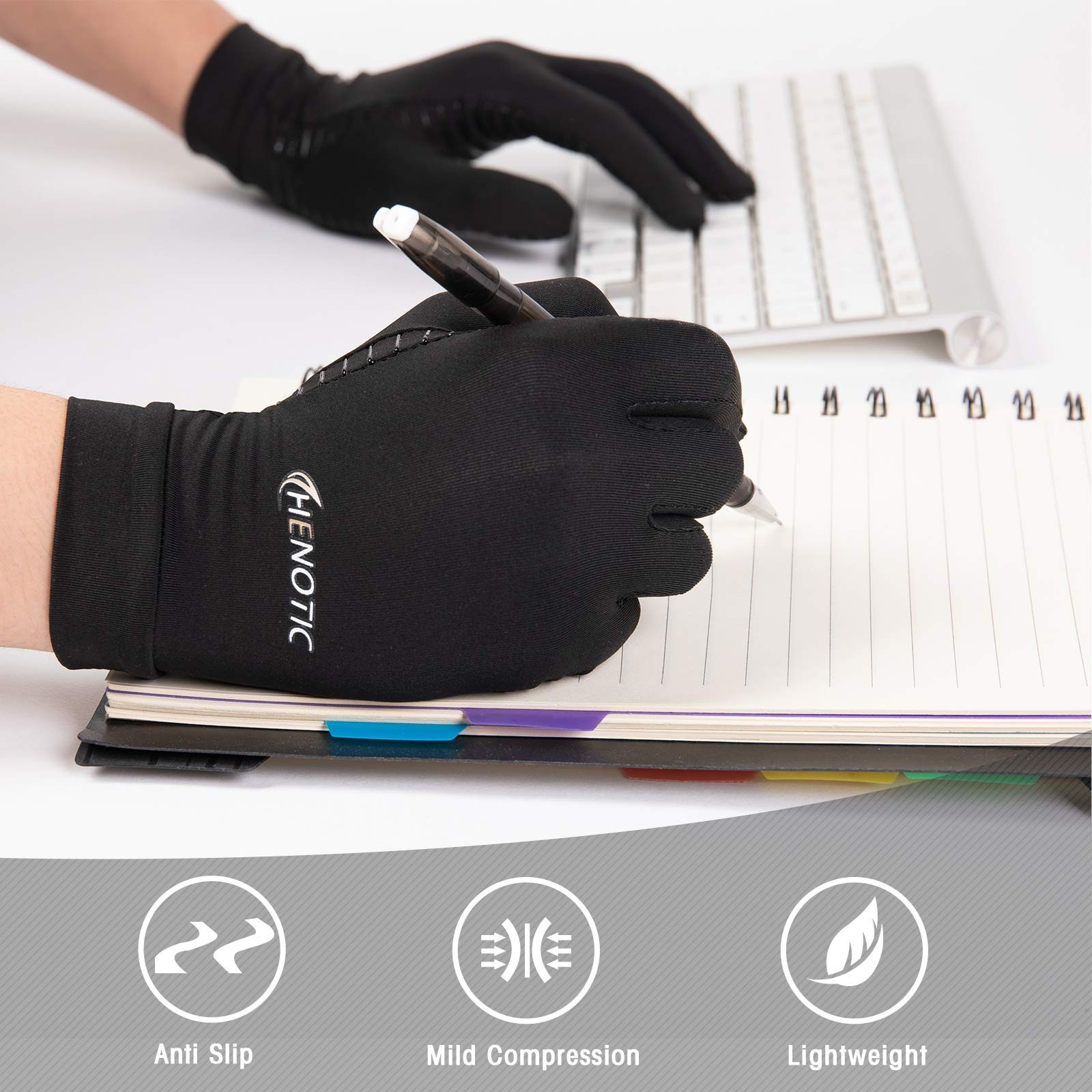 Copper Compression Gloves for Women Men, Full Finger Breathable & Moisture Wi…