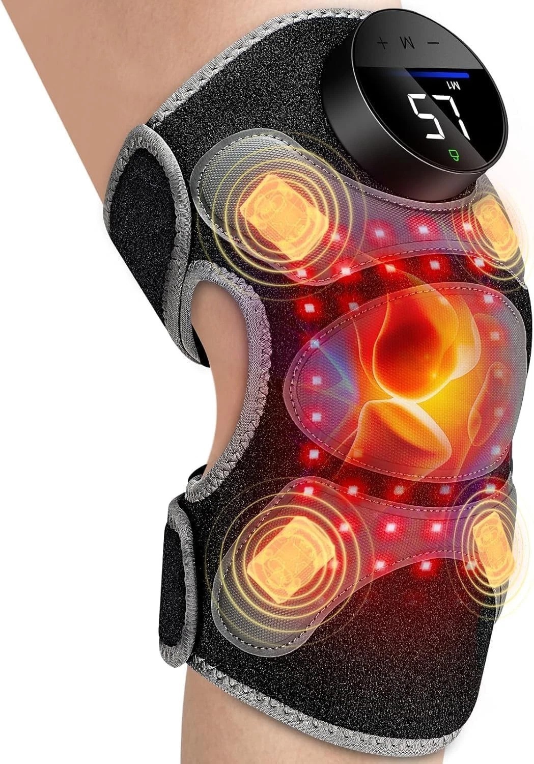 Targeted Knee Brace with 4 Massage Areas & Red Light Therapy – Cord-Free Relief