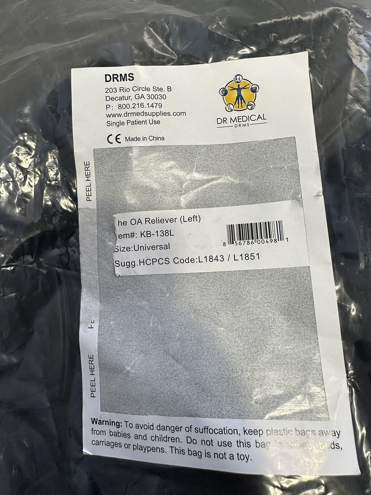 LEFT Dr Medical KB-138L (LEFT) The OA Reliever Universal Knee Brace Support