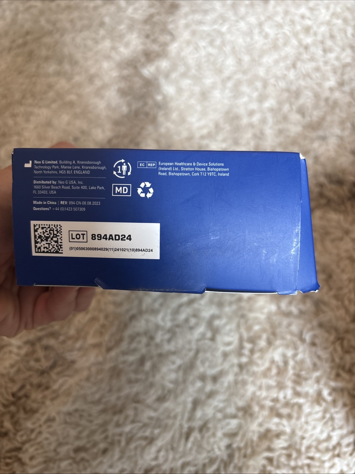 Neo G Hinged Knee Brace Support Firm Universal Size Ref 894 Blue Sealed New