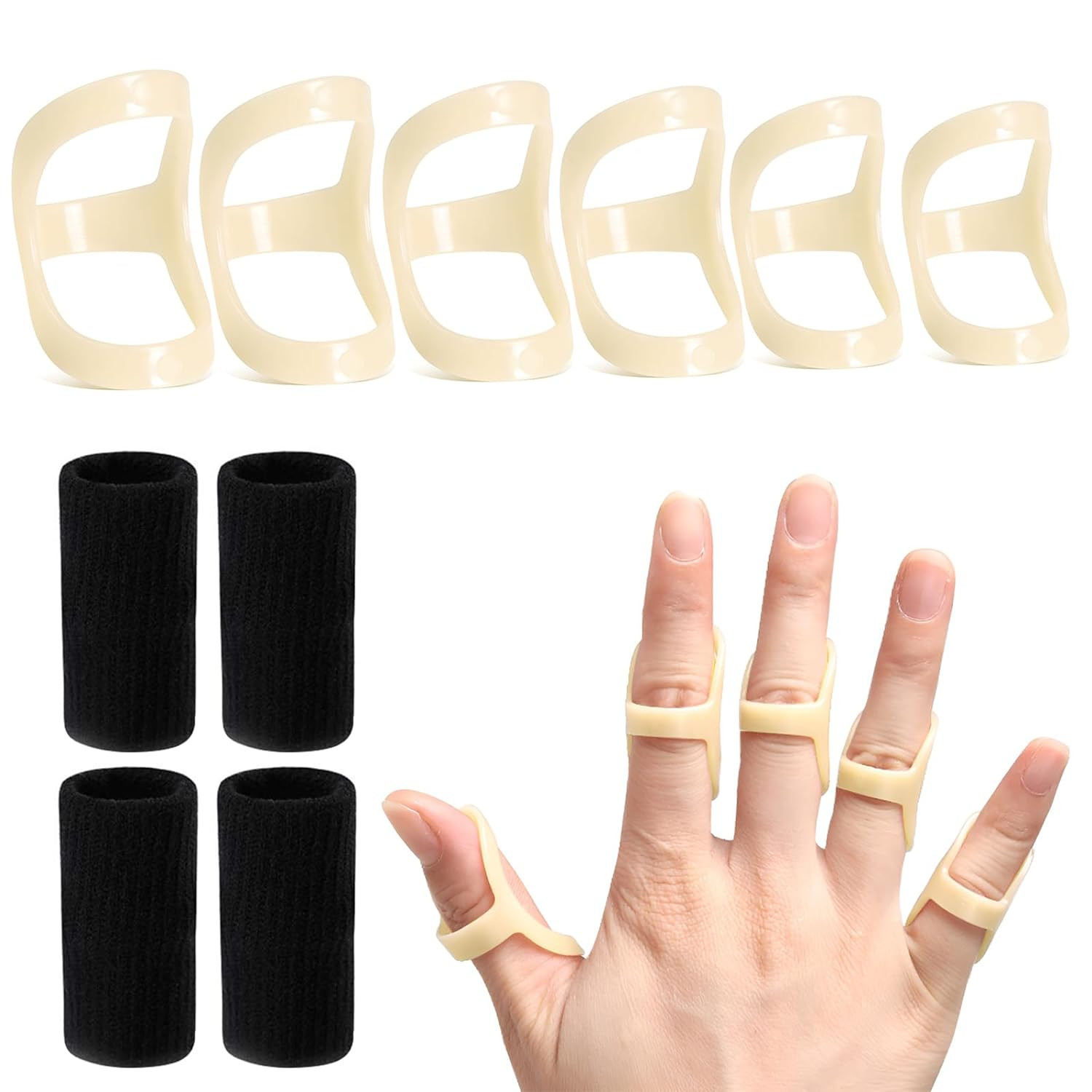 10 Pcs Ferulas y Mangas Ovaladas para Dedos Soporte Artritis Trigger Pulgar Mano