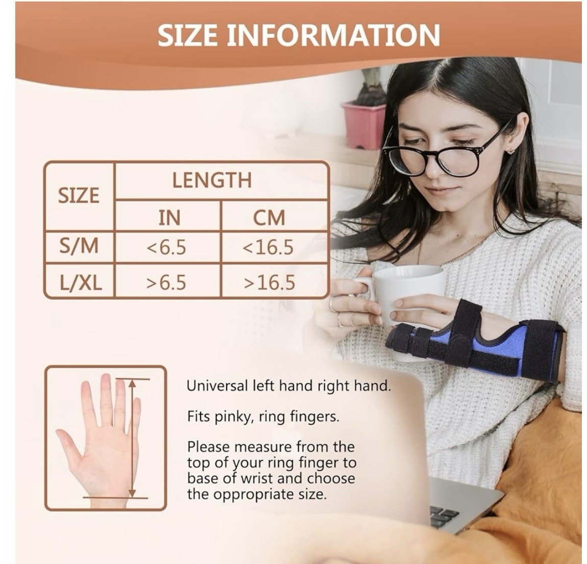 Fracture Splint, Pinky Finger Splint, Adjustable Two Finger Brace,Right or Left