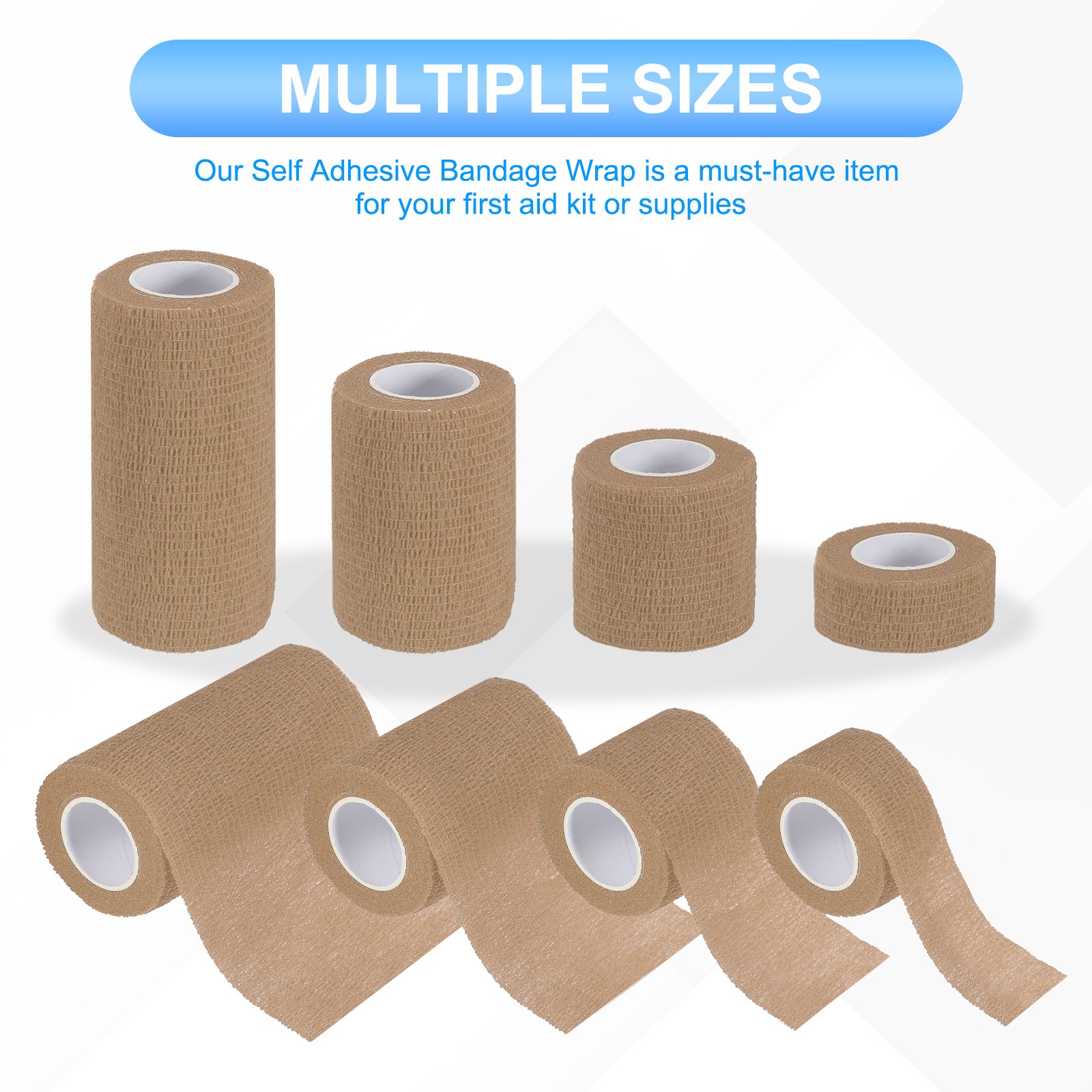 1″/2″/3″/4″ 4 Pcs 5 Yard Self Adhesive Bandage Wrap Self Tape Skin