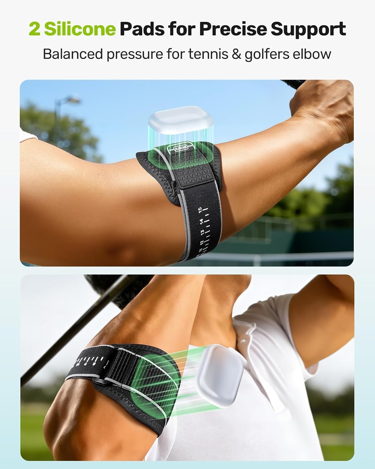 Upgraded Tennis Elbow Brace for Men Women with 2 Silicone Pads, Adjustable Go…