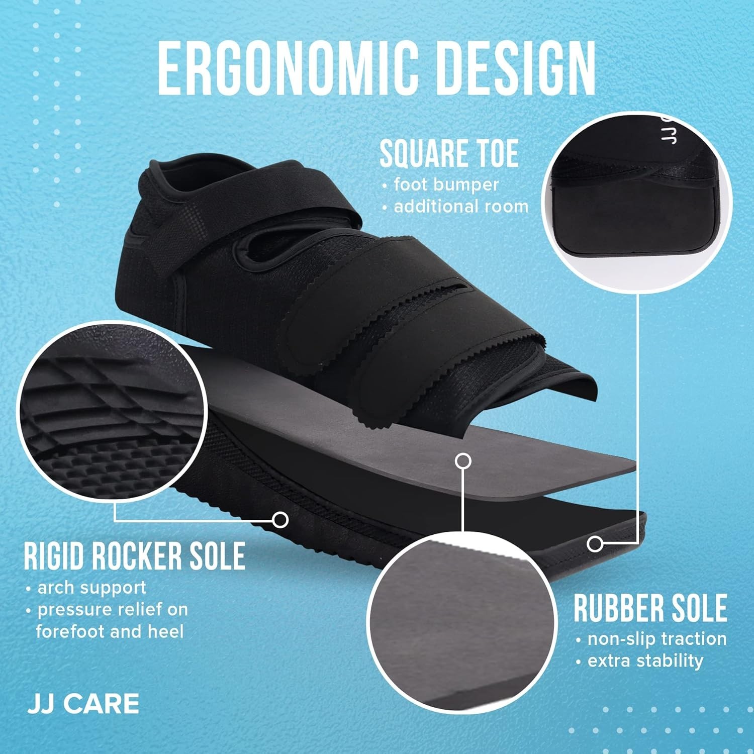 JJ CARE Post Op Shoe Medical Walking Cast for Broken Foot Toe Ankle Surgery Larg