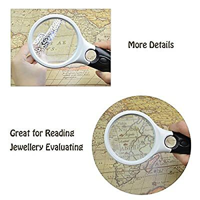 2 Pack Magnifier 3 LED Light, 3X 45X Handheld Magnifier Reading Magnifying Glass
