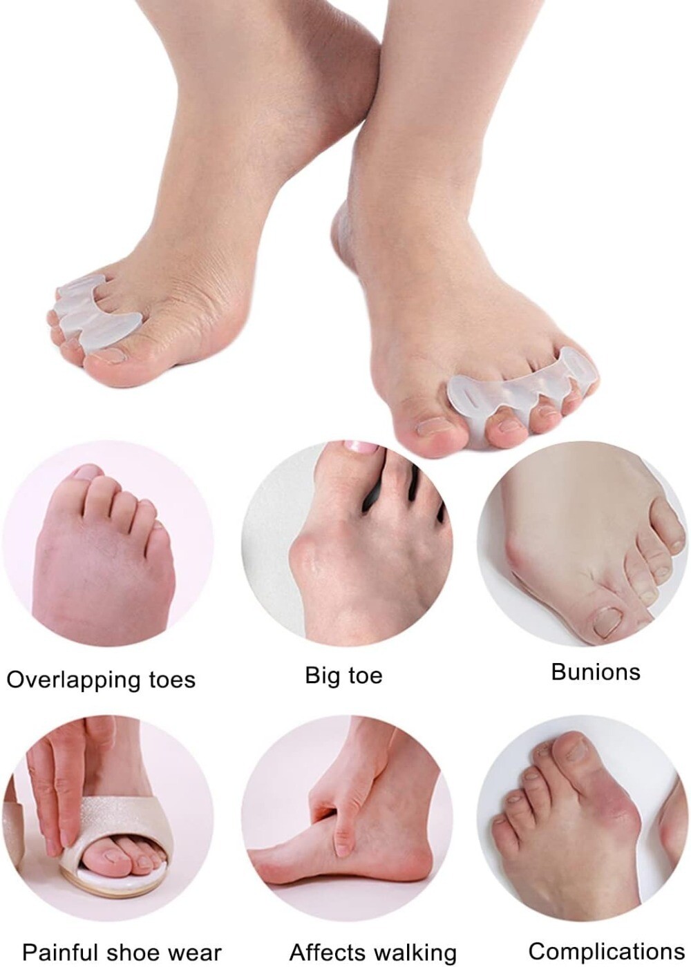 FOSVBEY 1-3 Pairs Toe Separators Toe Spacers for Women Men to Correct Bunion NEW