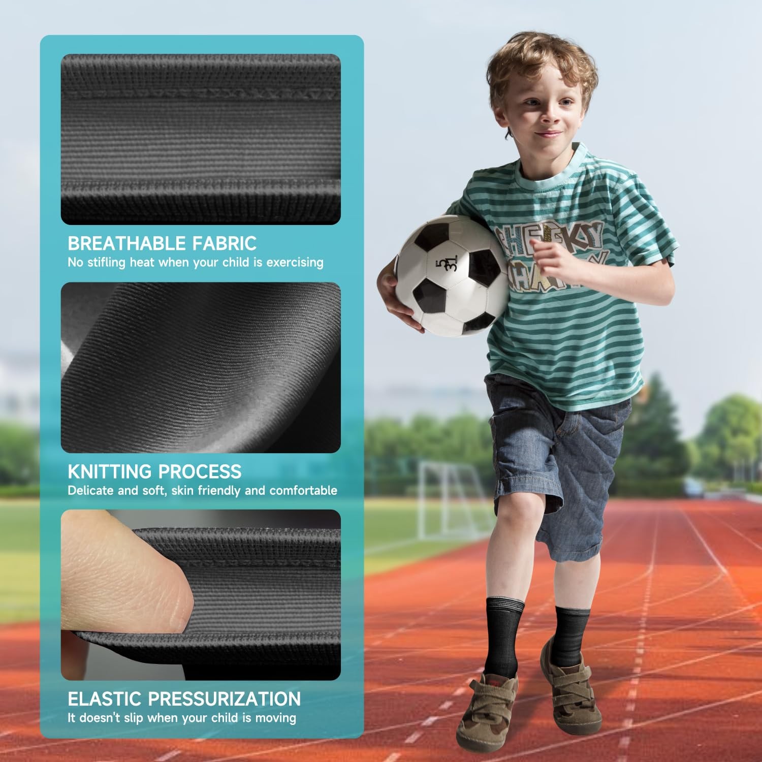 2 Pairs Kids Compression Ankle Braces Lightweight Non Slip Support Black M