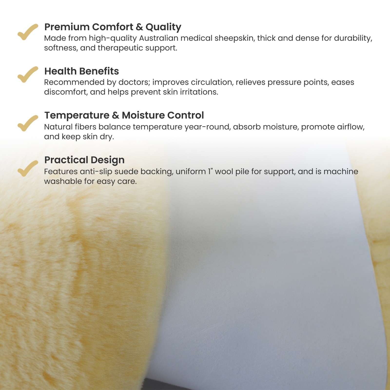 Medical Sheepskin Chair Pad | Sheepskin wheelchair Seat Pad |