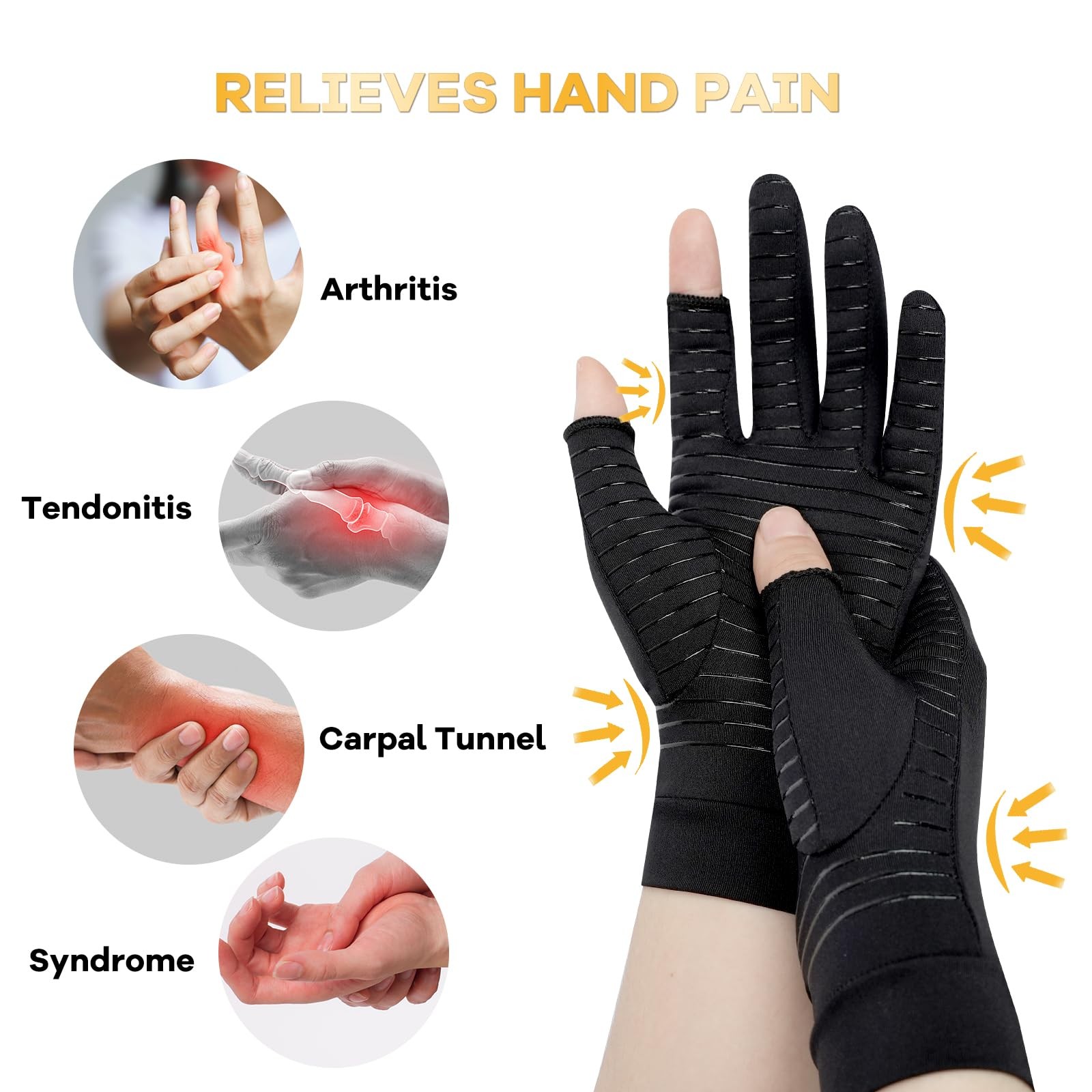 Copper Compression Gloves for Carpal Tunnel Relief, Arthritis Pain Relief Glo…