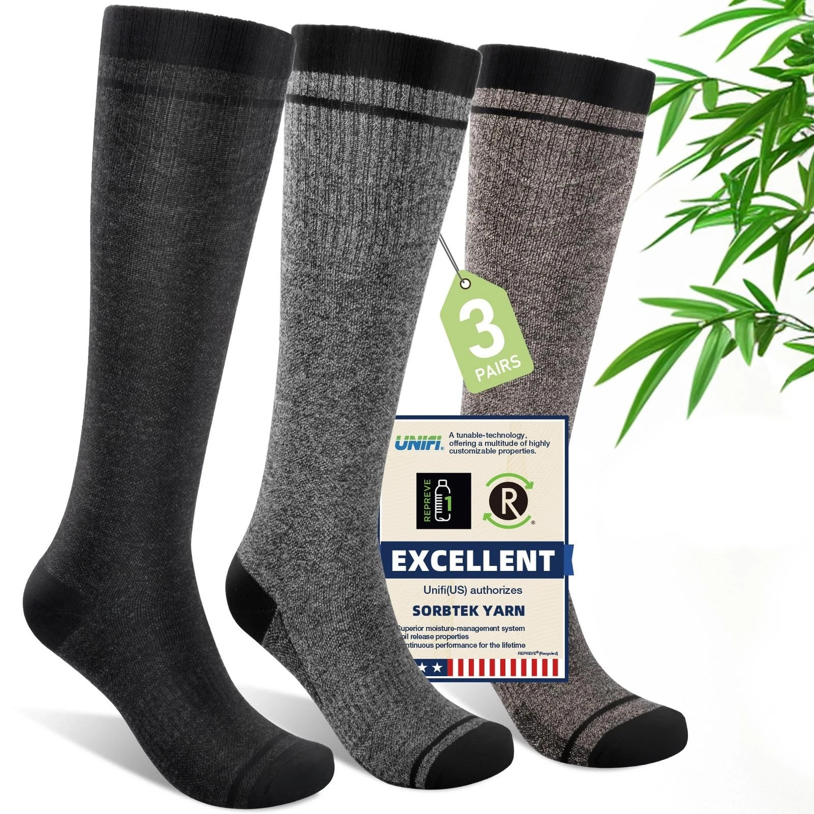 Mens or Womens Iambamboo Compression Socks ~ 3 Pairs ~ 15-20 mmHg Bamboo ~Sealed