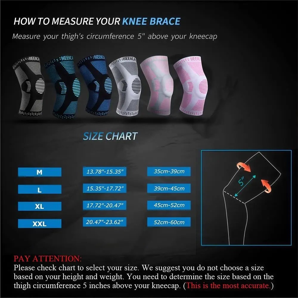 Knee Compression Sleeve Support Brace Patella Protector Sports Running Cycling