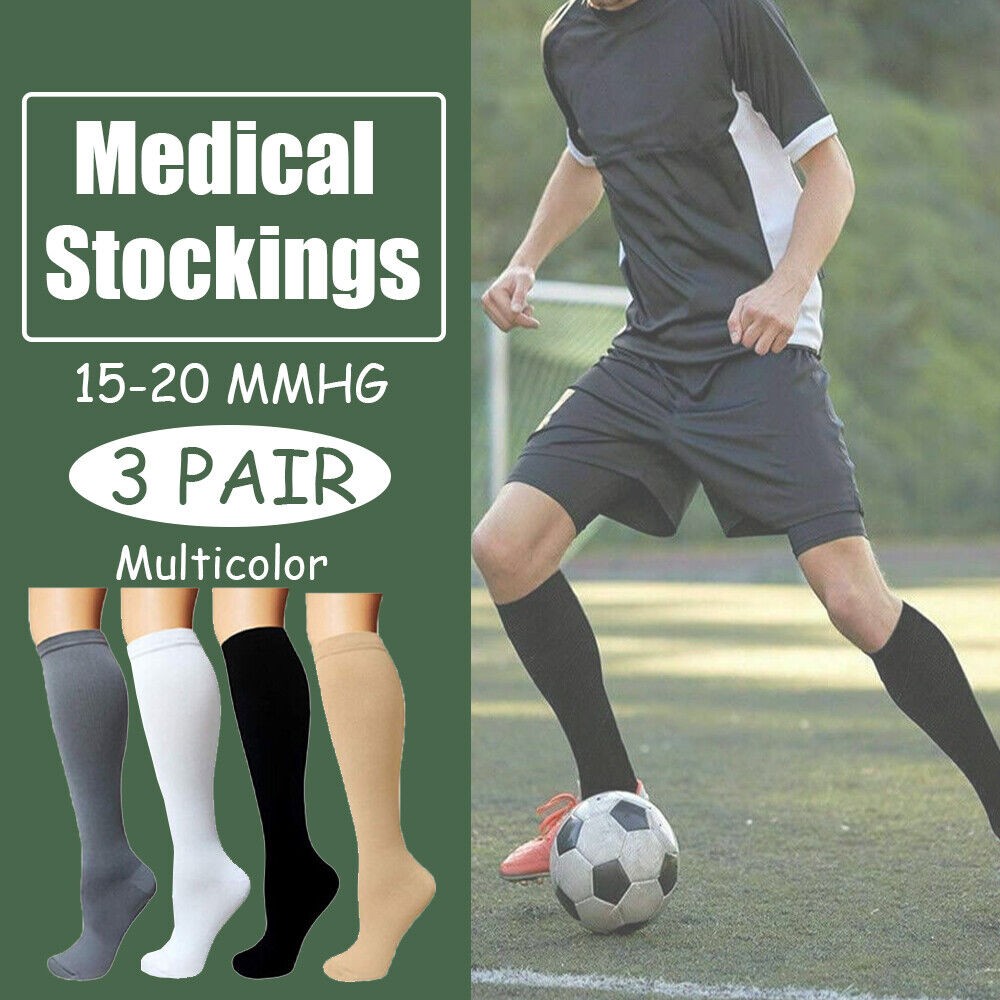 3Pair Compression Socks Stockings Wome Men Knee High Medical 20-30 mmHG S/M-X/XL