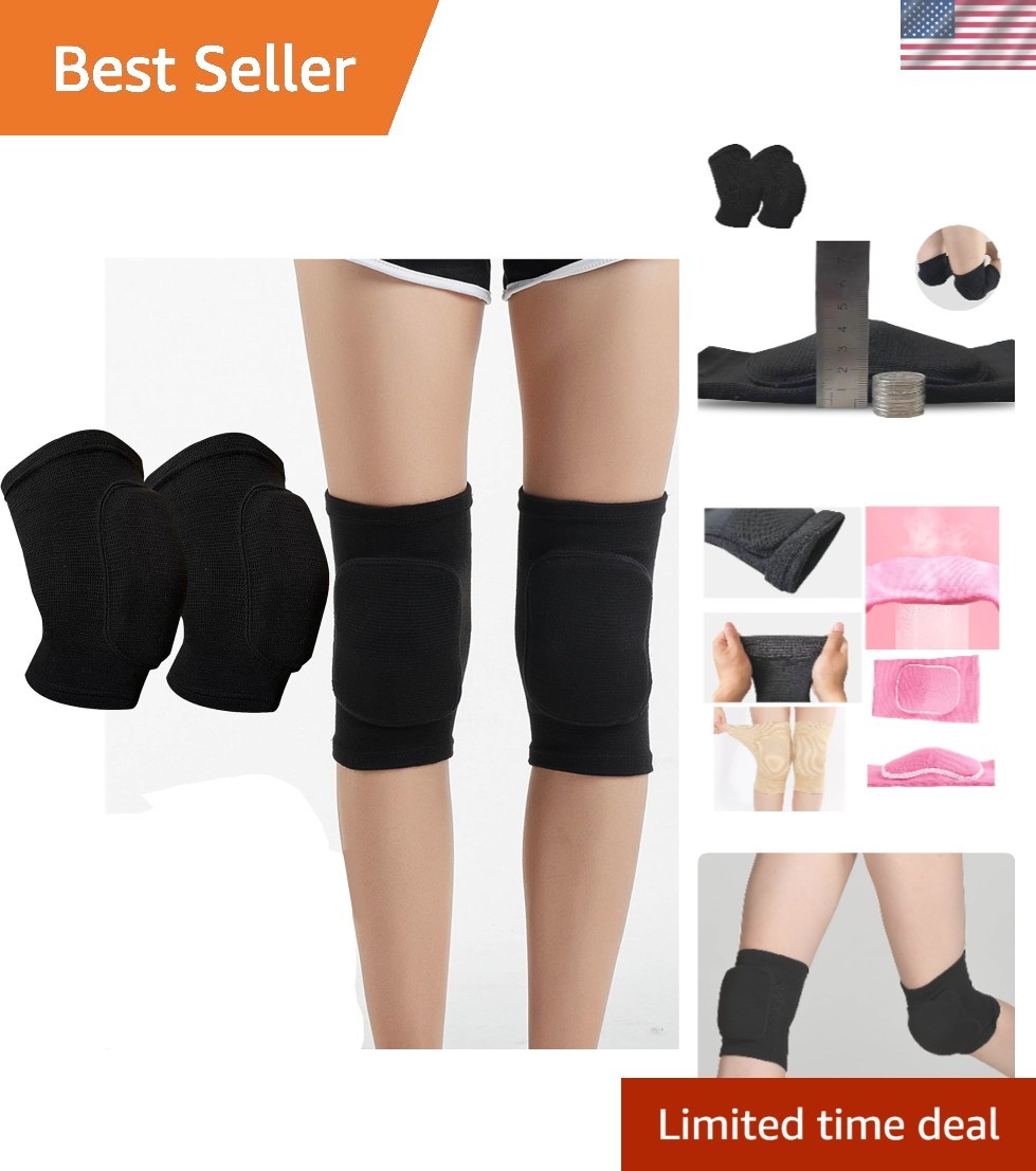 Medium Black Elastic Knee Brace – Breathable Support for Volleyball & Dance
