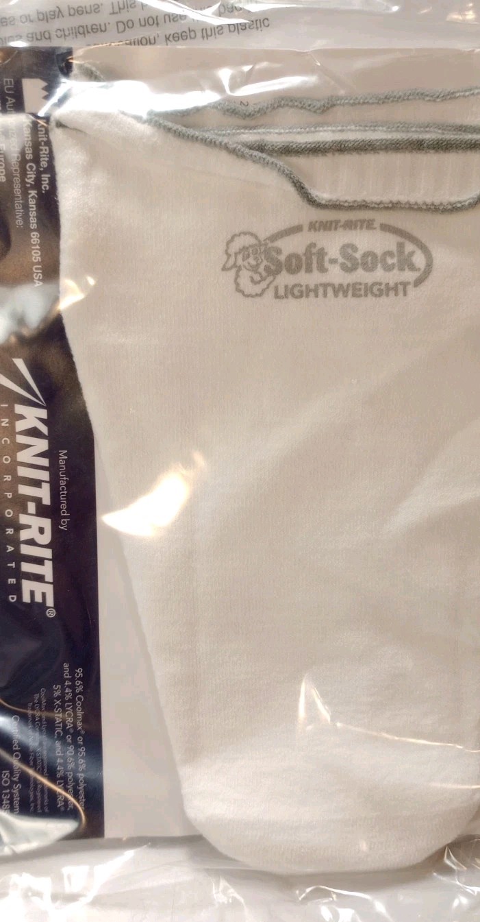 Knit-Rite Prosthetic Soft Sock X-Short Size #1 #2 8-12 Hole In Toe Grey Light