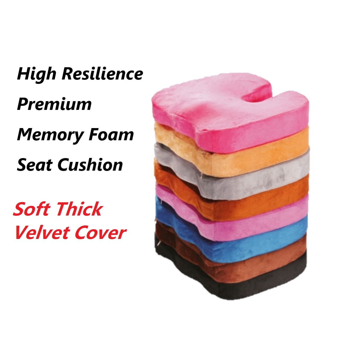 Memory Foam Coccyx Seat Cushion Coccyx Tailbone Pain Relief Chair Support Velvet