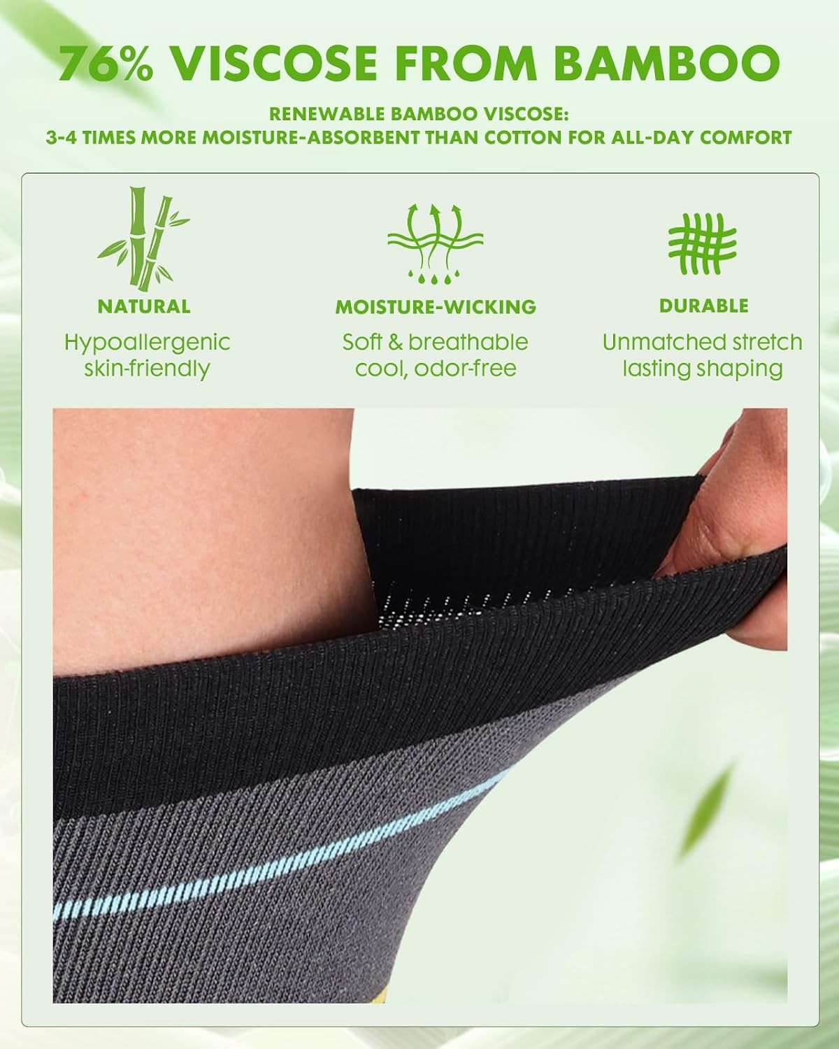 Wide Calf Bamboo Women’s Compression Socks XXL Stripe Arch Support