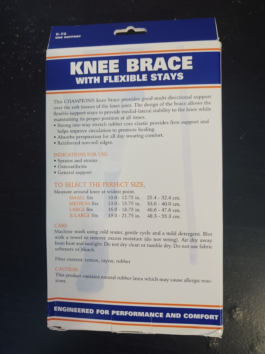 Champion C-72 Knee Brace with Flexible Stays Size 0072-XL