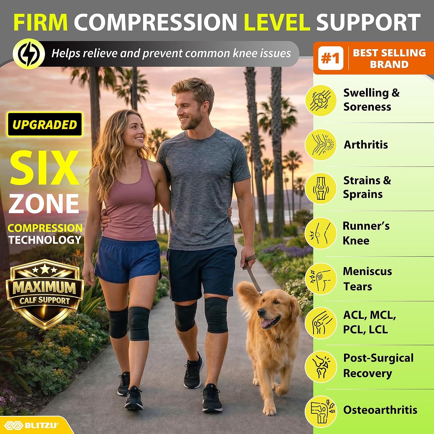 Knee Brace for Meniscus Tear 2 Pack Compression Sleeve Men and Women Support