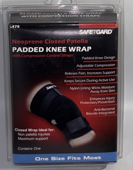 SafeTGard #478 Football/All Sport Padded Black Knee Wrap Adjust Neoprene Support