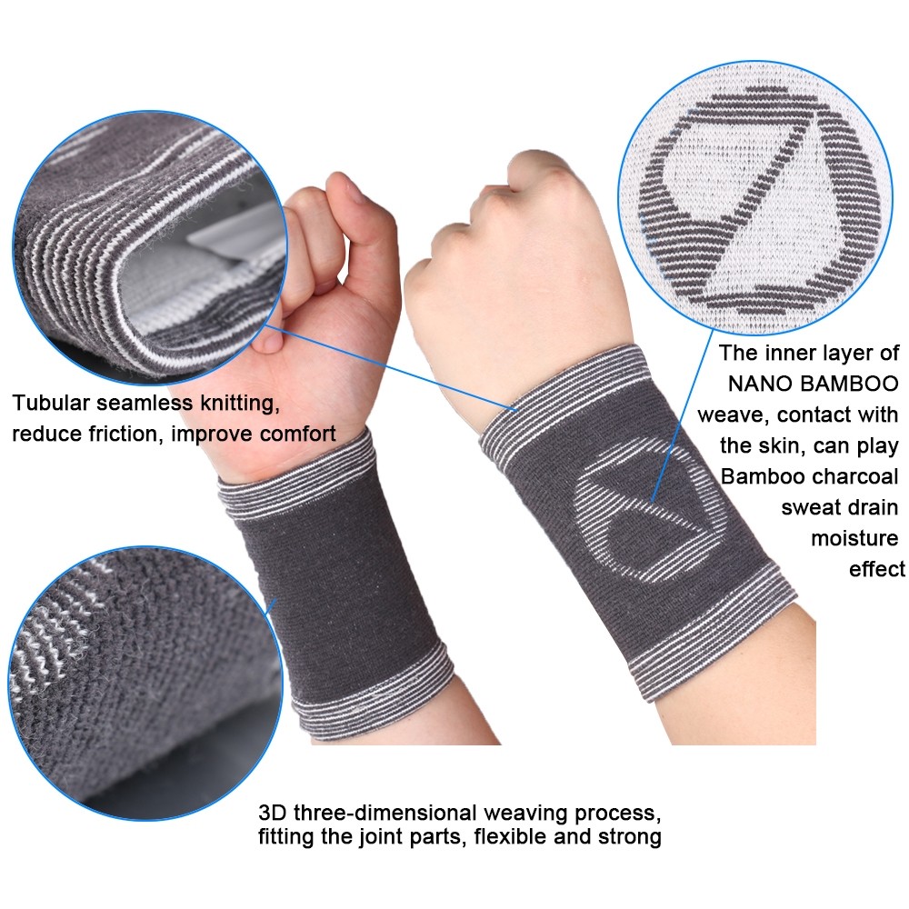 AS Workout Protection Wrist Guard Bamboo Charcoal Wrist Support for Sports Grey