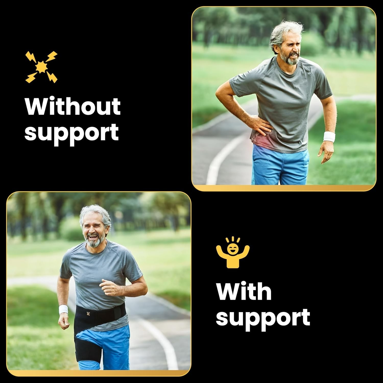 Breathable Adjustable Hip Compression Brace for Active Adults, One Size Fits All