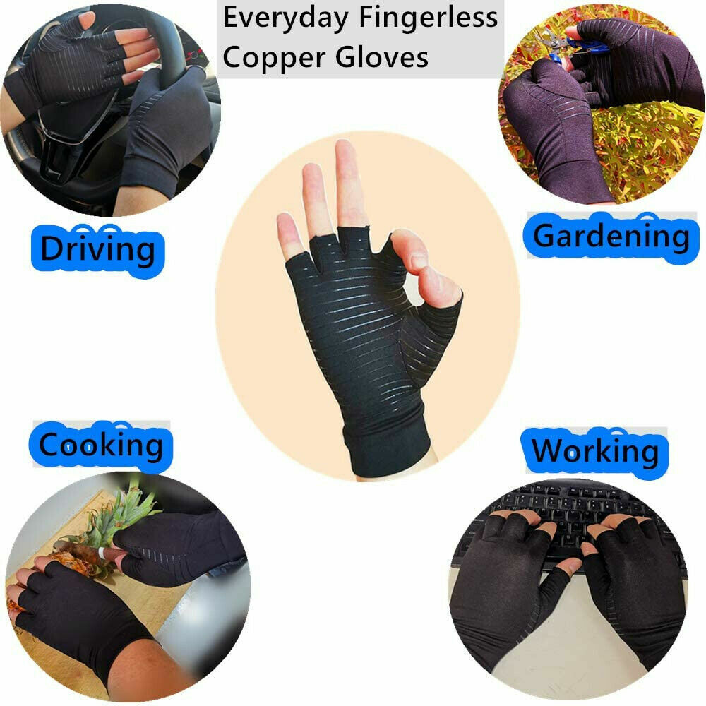 1 Pair Copper Arthritis Compression Gloves Hand Support Joint Pain Relief USA