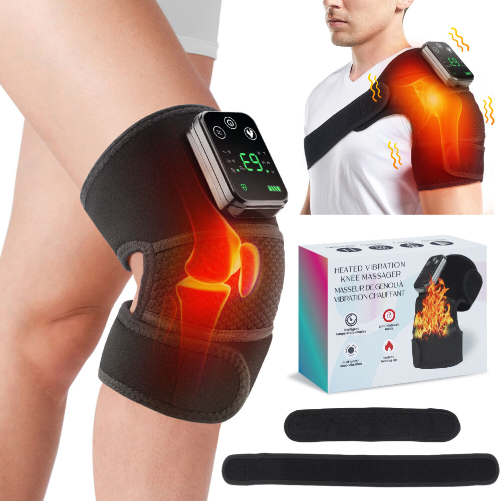 Cordless Heated Knee Massager with Vibration Heating Shoulder Brace Support Wrap