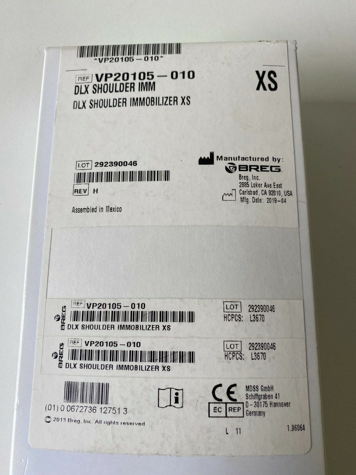 K29: Breg DLX Shoulder Immobilizer XS