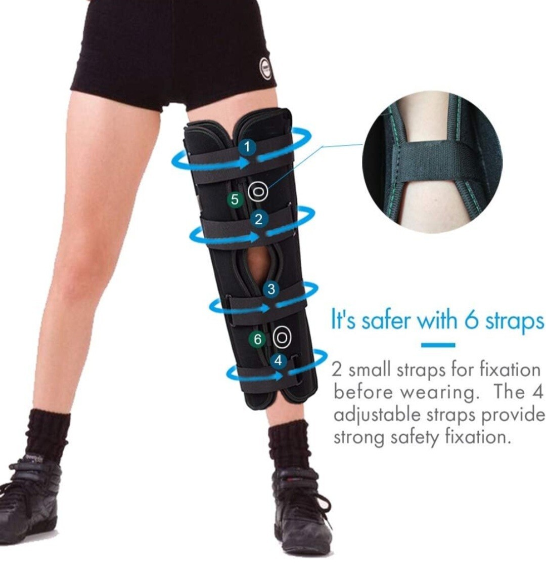 3 Panel Knee Immobilizer Full Leg Support Brace Aluminum alloy Straight Splint