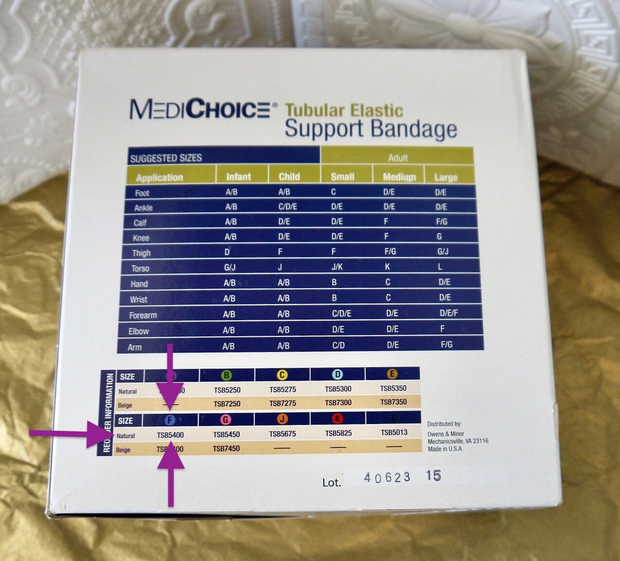 MediChoice MADE USA Tubular Elastic Support Bandage Natural Sz F 4 In x 11 yds