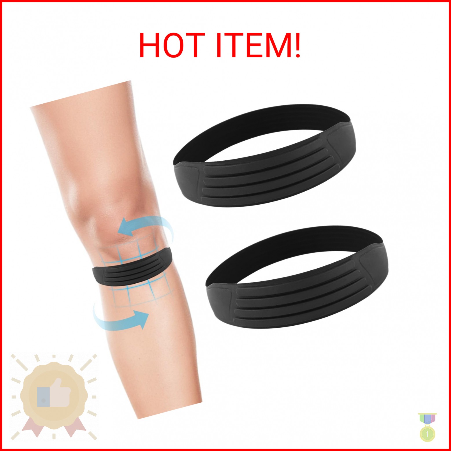 NQEUEPN 2pcs Patellar Tendon Support Strap, Silicone Patella Knee Strap Flexible