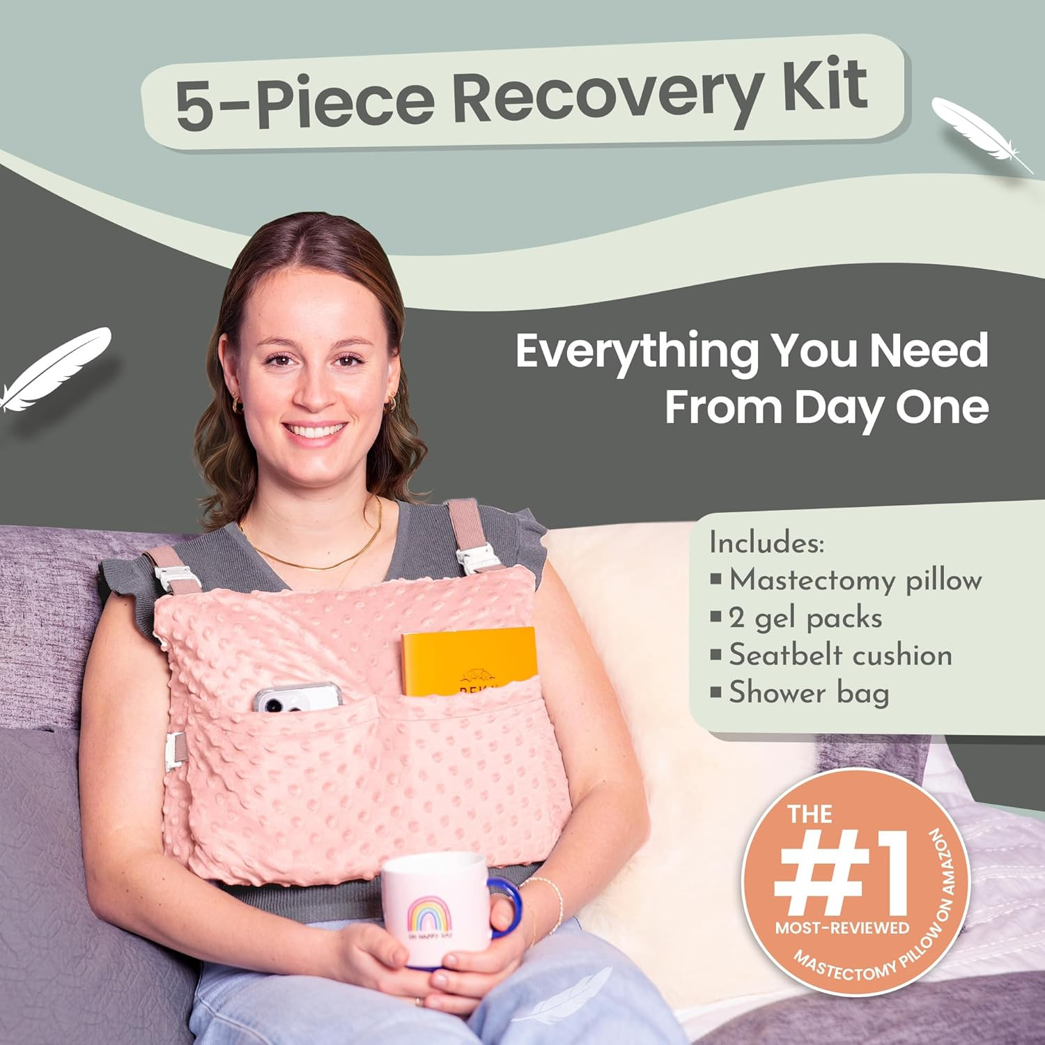 Post Mastectomy Pillow – Hands-Free Protection with Secure Strap & Easy-Clean Wa