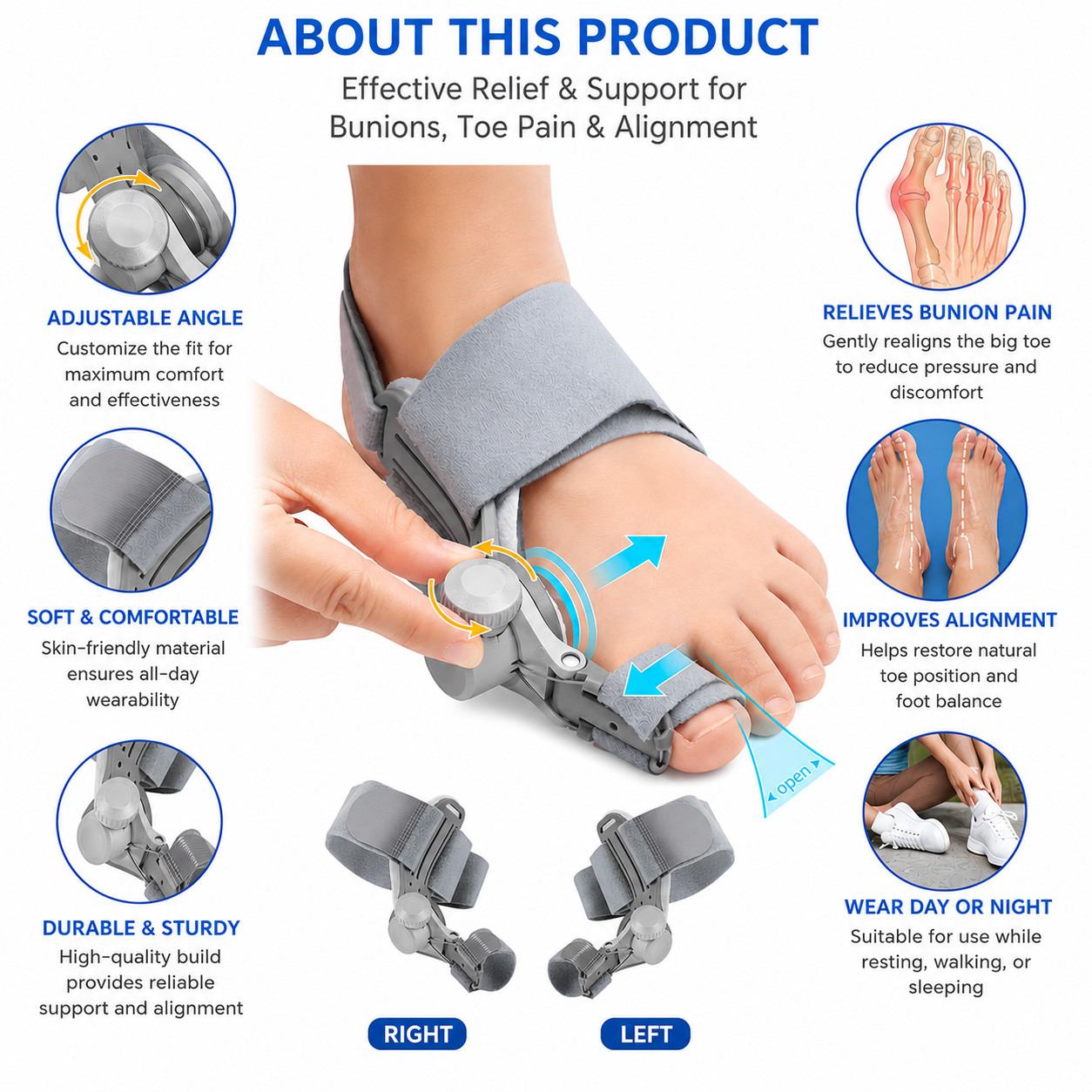 Bunion Fix Toe Valgus Corrector Adjustable Orthosis Women Men Splints