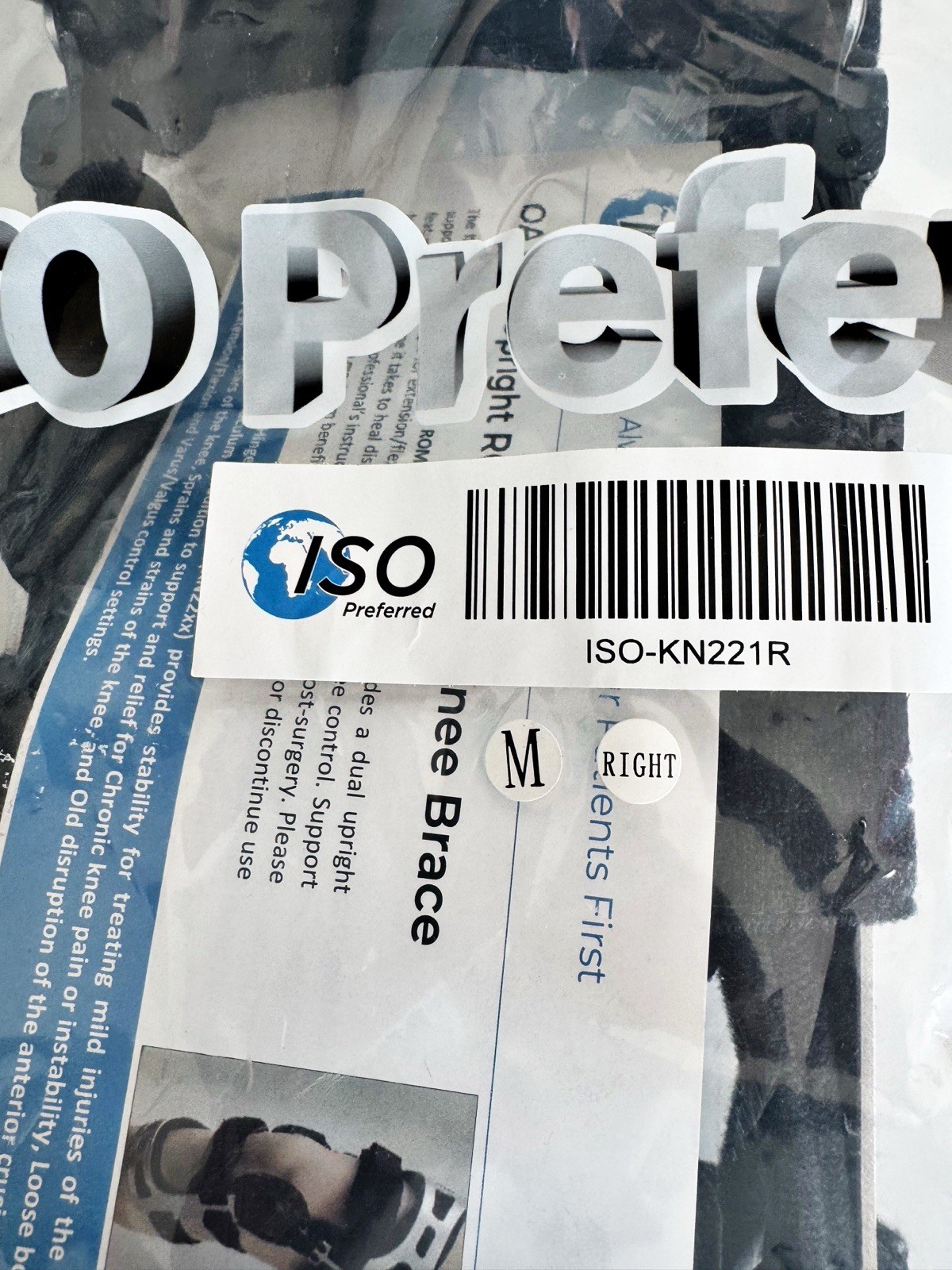 ISO Preferred OA Dual Upright ROM Hinge Knee Brace Post-Op Ligament M Right