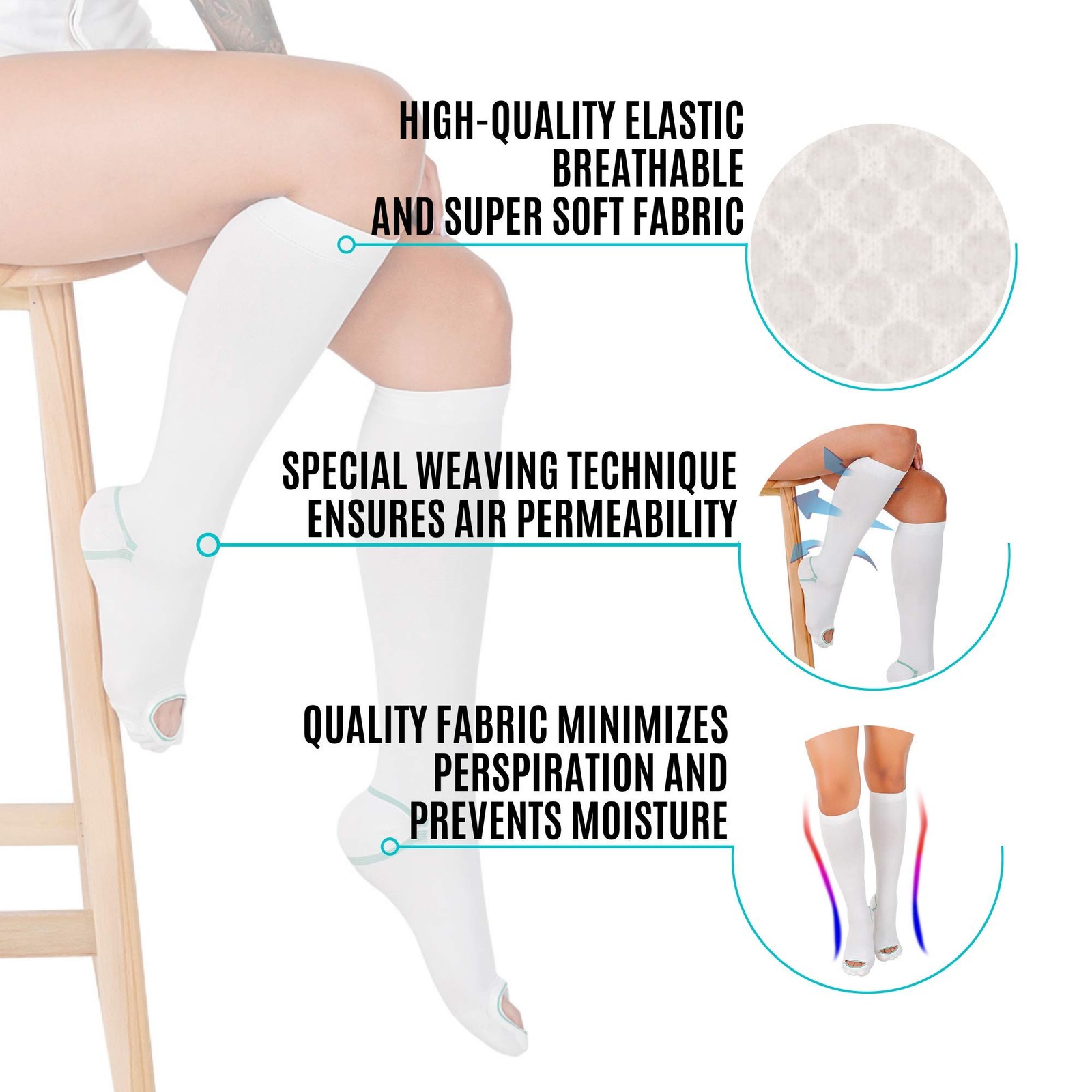 invera Anti Embolism Compression Stockings, Knee High Unisex Ted Hose Socks 1…