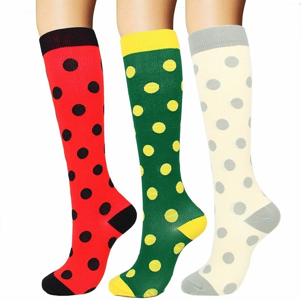 (3 Pairs) Copper Compression Socks 20-30mmHg Graduated Support Mens Womens S-XL