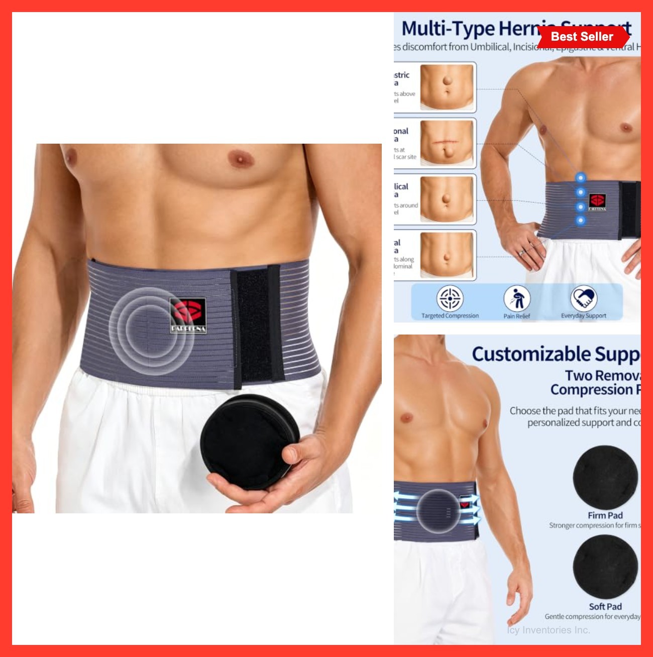 Hernia Belt for Men Women Abdominal Support Binder Post Surgery Umbilical