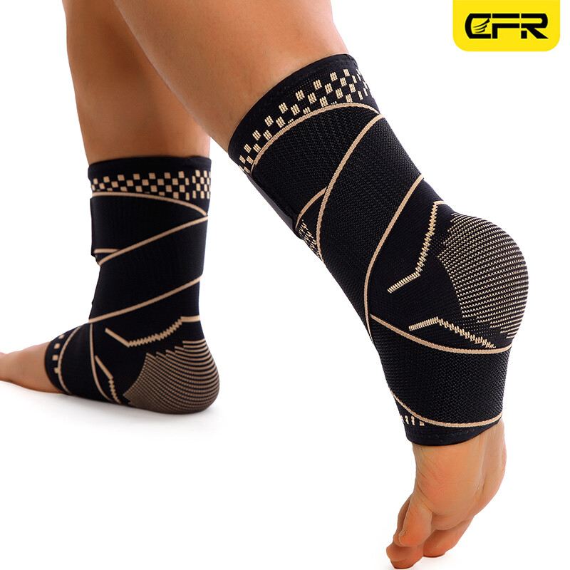 Copper Ankle Support Brace Compression Sleeve Plantar Foot Fasciitis Wrap Sports