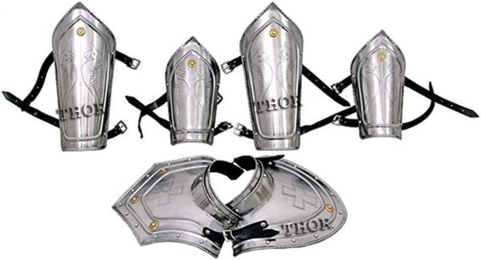 Medieval Steel Gorget Arm Guards Vambraces Leg Greaves Guards Set Rustic