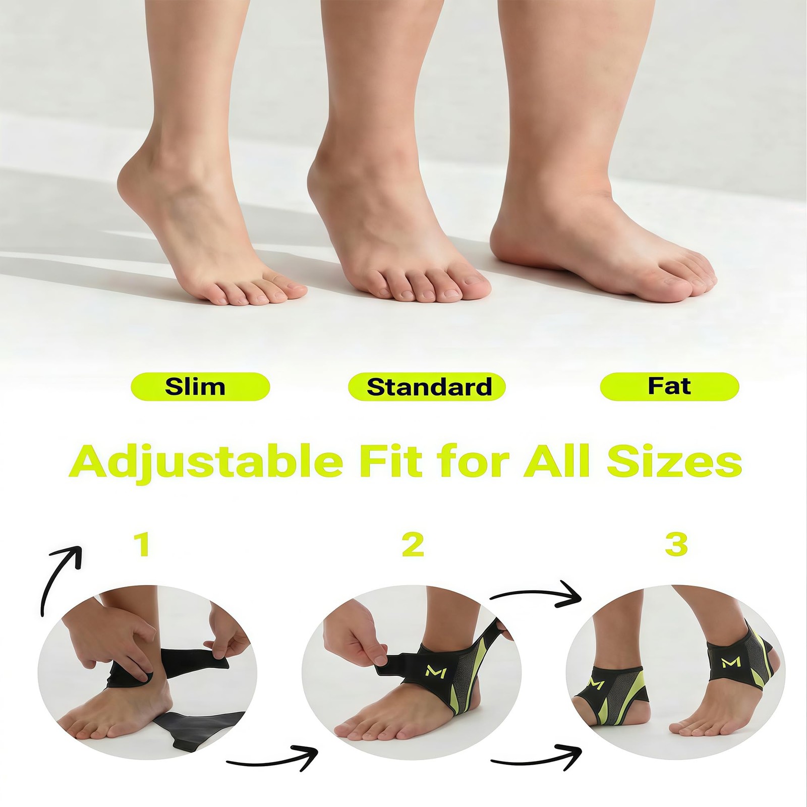 2 PCS Green Ankle Support Brace Adjustable Athletic Compression Sleeve Foot