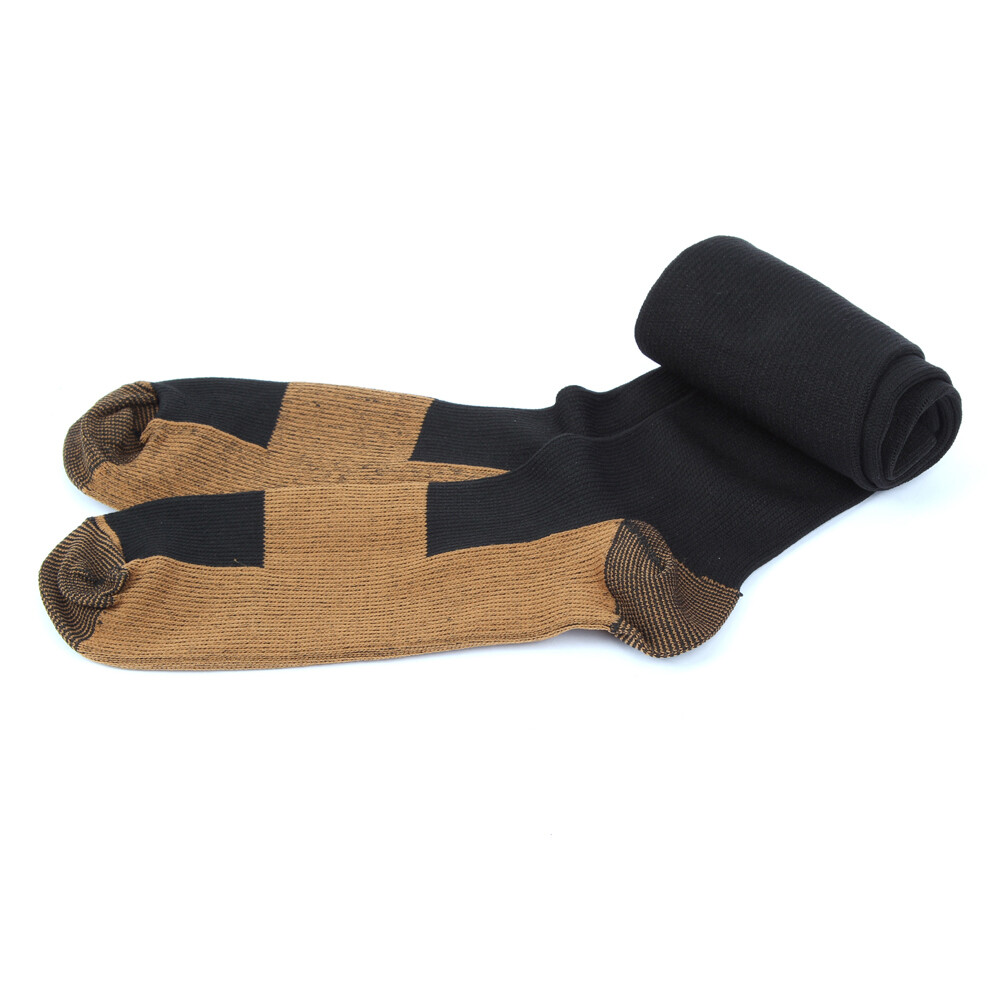 3Pairs Copper Compression Socks Black 20-30mmHg Graduated Support Men WomenS-XXL