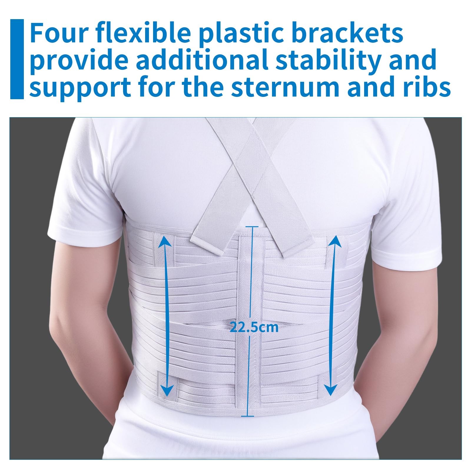 Broken Rib Brace Belt Elastic Support Chest Fractures Sternum Grey Size L