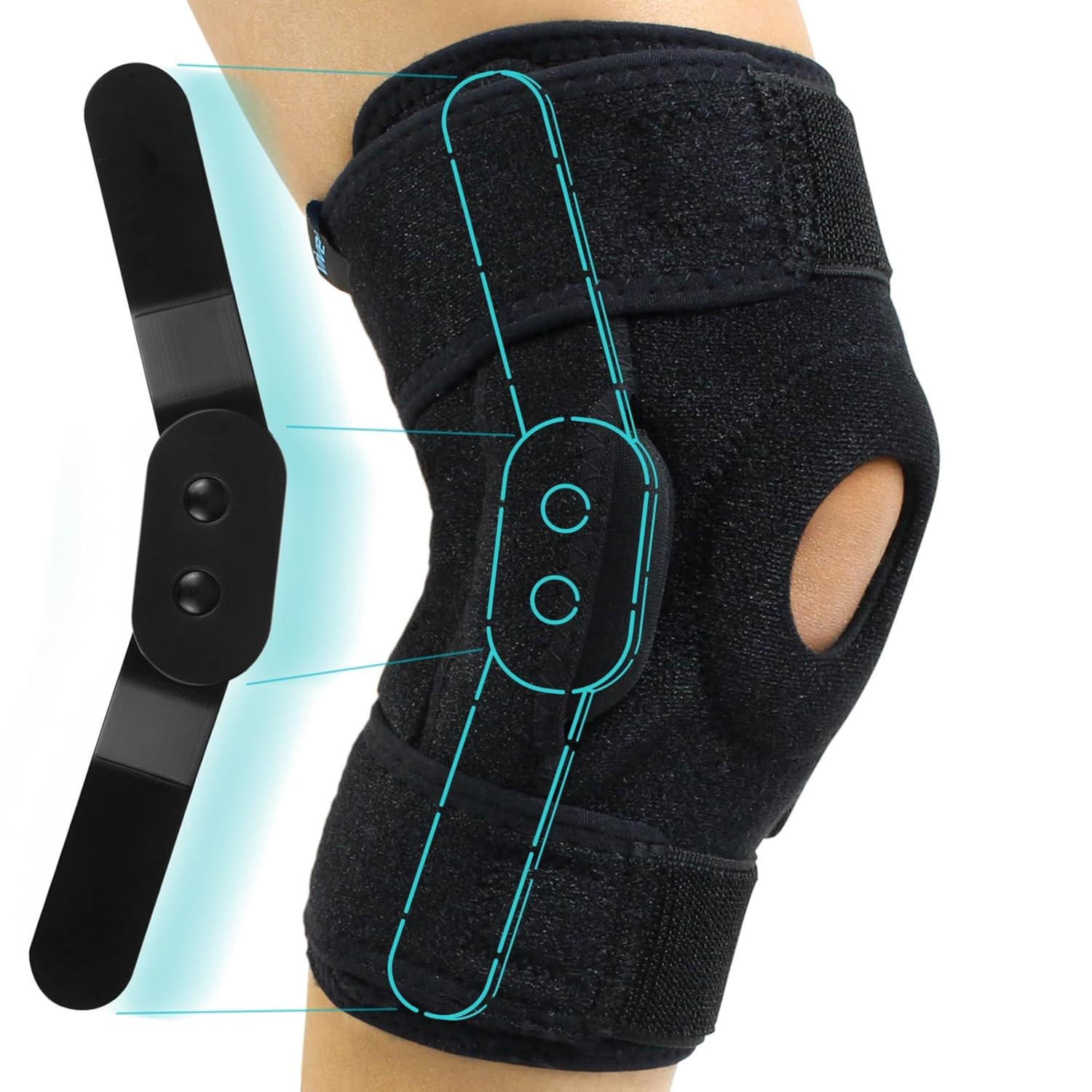 Vive Hinged Knee Brace – Relieves ACL, MCL, Meniscus Tear – Lightweight, Comfort