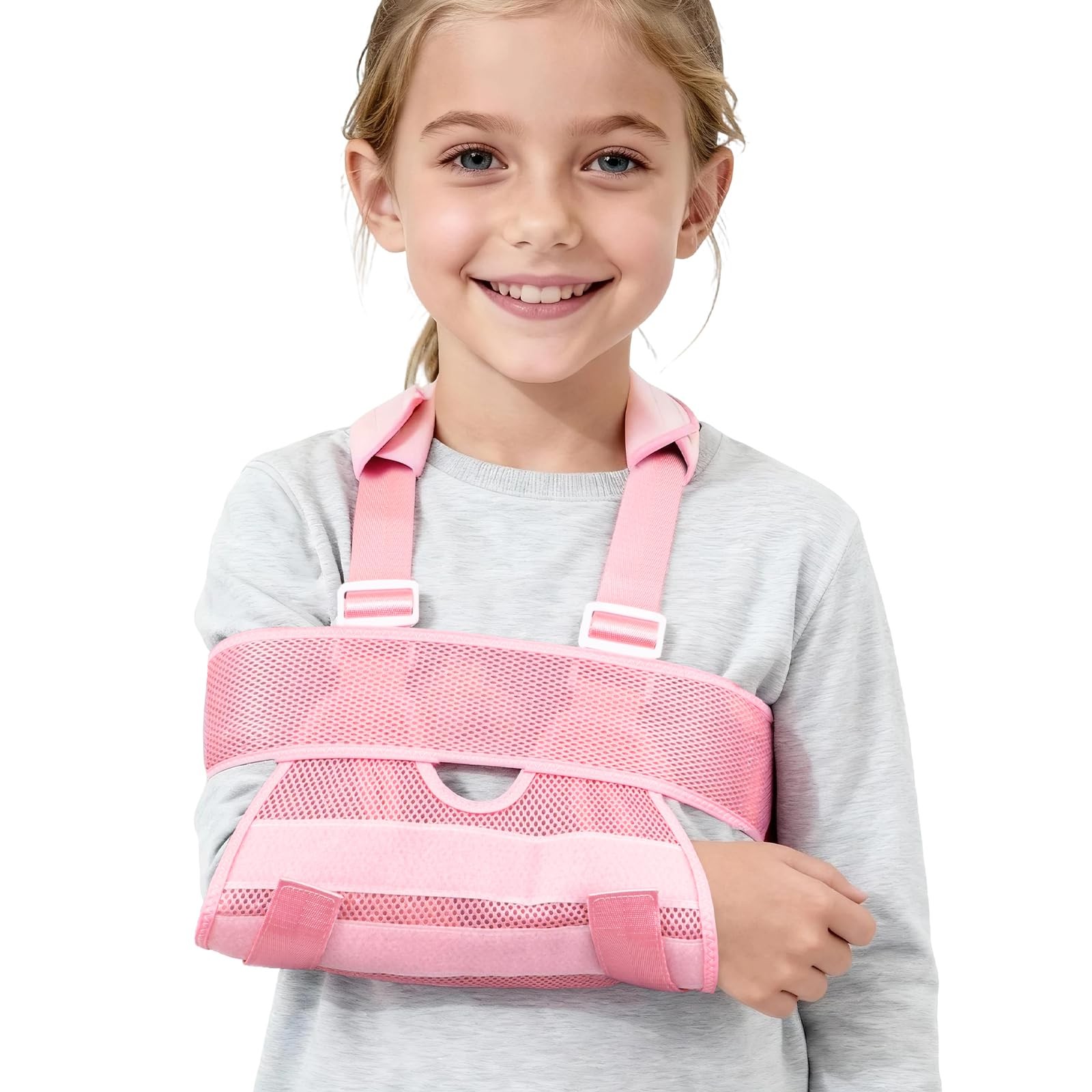 Childrens Mesh Breathable Arm Sling Shoulder Immobilizer Rotator Cuff Pink S